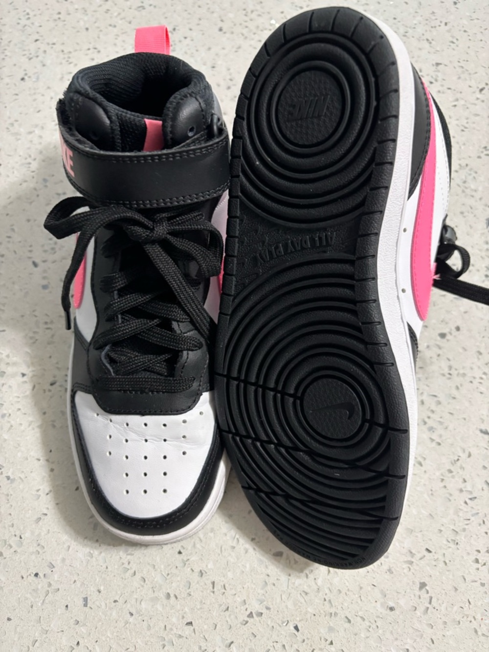 Nike Black, White & Hot Pink High-Top Sneakers - Picture 7 of 7